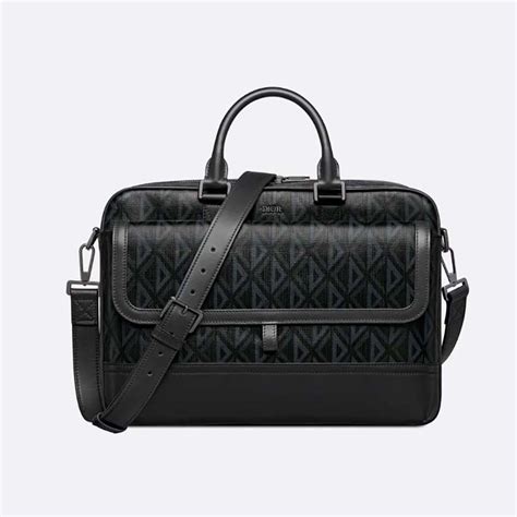 Dior Hit the Road Briefcase Black Coated Cotton Canvas with CD 